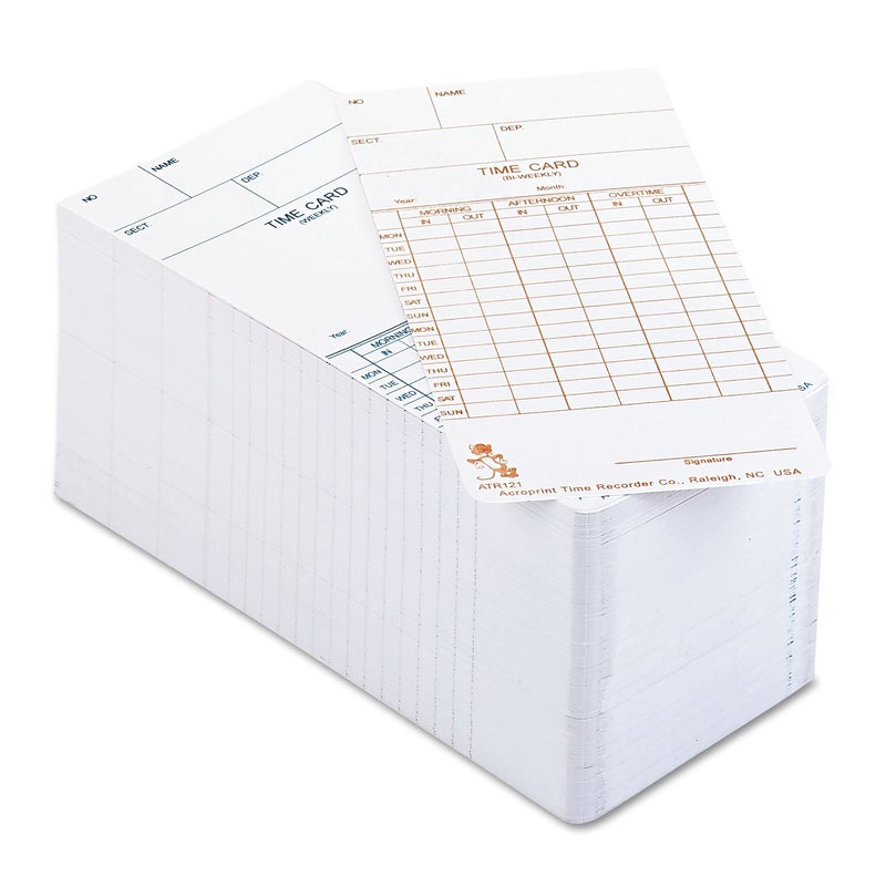 Acroprint 09-9110-000 ATR121 Weekly/Biweekly Time Cards, Replacement for ATR120 Time Clock, Single-Sided Cards for Weekly or Biweekly Pay Periods - Image 1